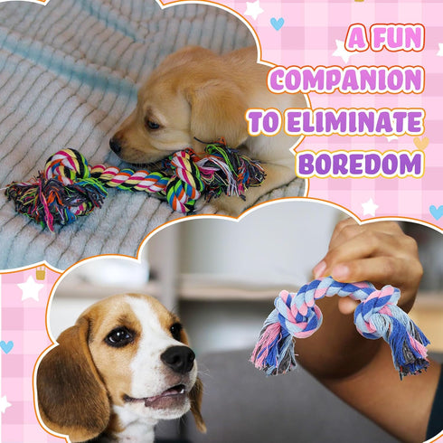 12 Pcs Rope Dog Toys Multi Color Puppy Rope Toy Cotton Puppy Toys Dog Chew Rope Puppy Teething Toys for Small and Medium Dogs Puppies...