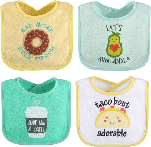 The Peanutshell Baby Boy or Girl Terry Bibs Set of 8-100% Cotton, Soft, Absorbent Baby Bibs, Unisex Toddler Boy or Girl Set, Newborn & Infant - Ha...