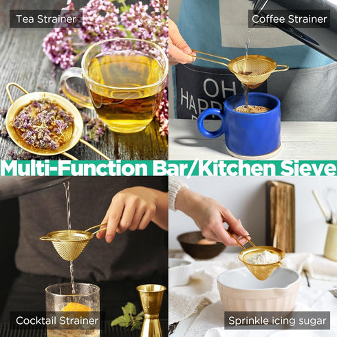 Homestia Fine Mesh Strainer for Kitchen, 304 Stainless Steel Sieve Sifters Cocktail Strainer for Food, Tea, Oil, Noodles, Coffee, Juice, Flour, Fr...
