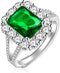 Uloveido Women's Temperament Emerald Cut Cubic Zirconia Ring Open Adjustable Inlaid Rectangular CZ Diamond Rings...