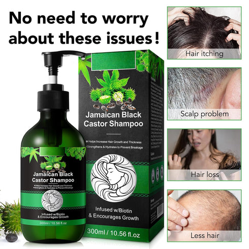 Jamaican Black Castor Oil Shampoo and Black Castor Oil Set, 10.56 fl.oz Strengthen and Restore Shampoo for Damaged Hair + 100% Pure Cold Pressed C...