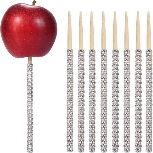 Quotidian Silver Glitter Rhinestone Bamboo Bling Sticks 6" (15cm) Pack of 24 - Candy Apple Cake pop Caramel...