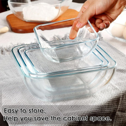 NUTRIUPS Glass Bowl Glass Mixing Bowls Set Glass Salad Bowls Glass Cereal Bowls Glass Serving Bowls Microwave Safe Clear Glass Bowls for Mixing, S...