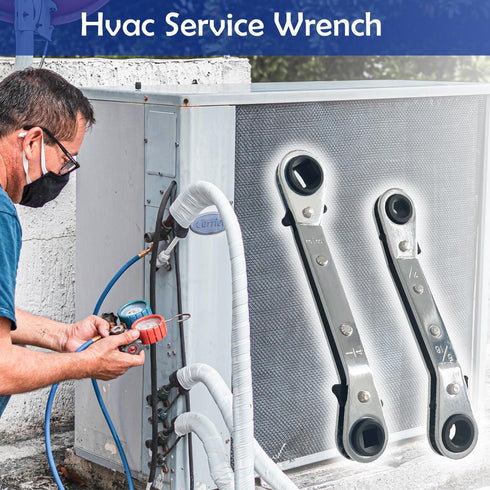 Sutekus Hvac Service Wrench Set 3/16” 3/8” 5/16'' 1/4'' Air Conditioner Valve Ratchet Wrenches Reversible Ratcheting Wrench Set for Refrigeration ...