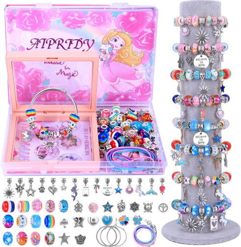 AIPRIDY Charm Bracelet Making Kit,Unicorn Mermaid Crafts Gifts Set Can Inspires Imagination and Creativity,Jewelry Making Kit Perfect Gifts for Gi...