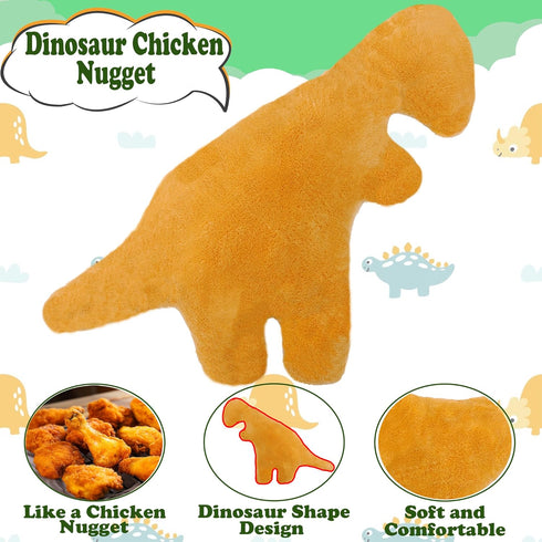 19 inch Dino Chicken Nugget Pillow, Dinosaur Chicken Nugget Plush, Dinosaur Stuffed Animal Cute Soft and Nice Size Plush Toy, Gift for Boys and Gi...