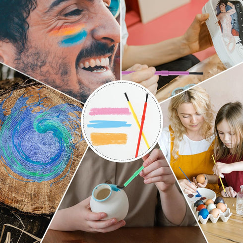 Prasacco 100 Pieces Paint Brushes Bulk, Plastic Paint Brushes for Kids Paint Brushes Oil Watercolor Brushes Colorful Detail Painting Kit for Kids ...