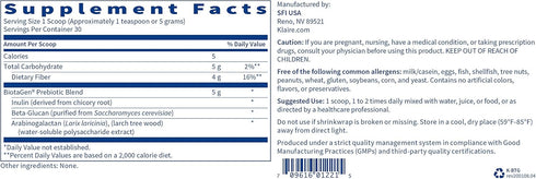 Klaire Labs Biotagen Powder - Prebiotic Inulin, Beta-Glucan & Arabinogalactan to Support Gut Microbiota (30 Servings, 150 Grams)...