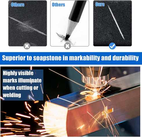 2 Pcs Welders Pencil with 48 PCS Round Refills Mechanical Pencils Metal Welding Marker for Tube Pipe Fitter Welder Steel Construction Woodworking ...