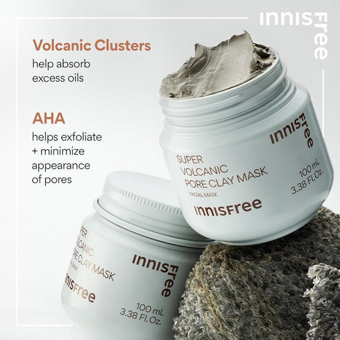 innisfree Super Volcanic Pore Clay Mask, Korean Pore Clearing Clay Mask with Volcanic Clusters and AHA...