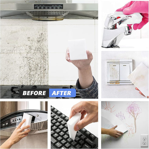 100Pack Magic Sponge Eraser Sheets, Melamine Sponge Foam, Multi-Functional Household Cleaning Non-Scratch Scrub Sponge Pads for Kitchen, Bathroom,...