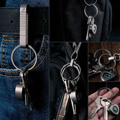 TISUR Titanium Key Rings, Side-Pushing Keyrings, Heavy Duty Split Ring,Large Key Chain Rings for Car Keys, Carabiner, Dog Tag...