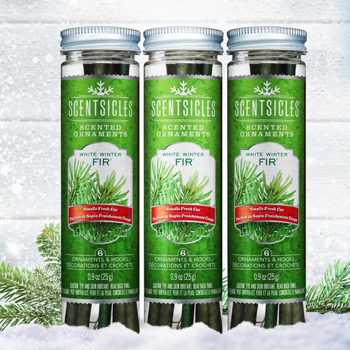 Scentsicles White Winter Fir Scented Christmas Tree Ornaments - 3 Bottles (18 Sticks Total)...