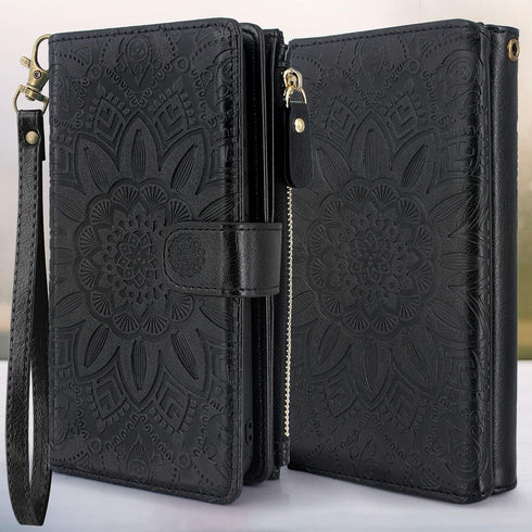 Harryshell Compatible with iPhone 13 Pro 6.1 inch 5G 2021 Wallet Case Detachable Magnetic Cover Zipper Cash Pocket Multi Card Slots Holder Wrist S...