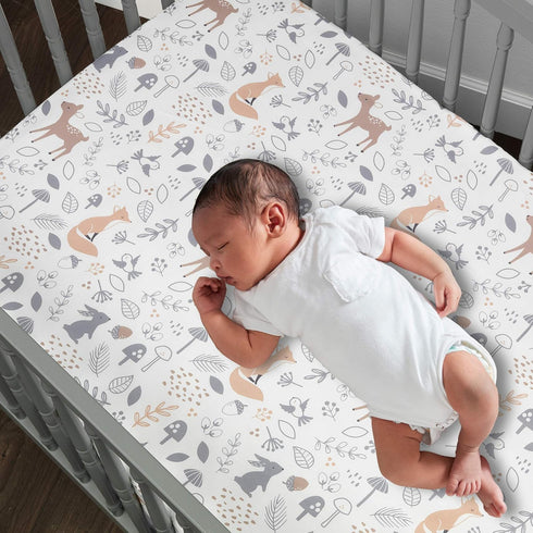 Bedtime Originals Deer Park Fitted Crib Sheet, Multicolor , 28x52x8 Inch (Pack of 1)...