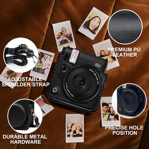 Protective Case for Fujifilm Instax Mini 99 Instant Camera, PU Leather Camera Case with 64 Pocket Mini Photo Album, Adjustable Strap, Photo Border...