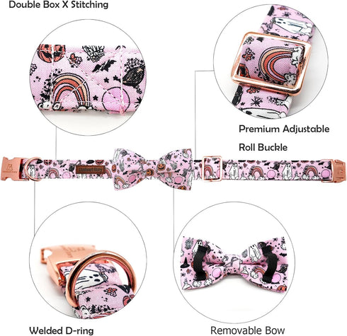 Lionheart glory Halloween Dog Collars Fall Dog Collar Pink Bowtie Girl Boy Pet Collar Dogs Pumpkin Collar Bows Duty Adjustable Dog Bow Collars for...