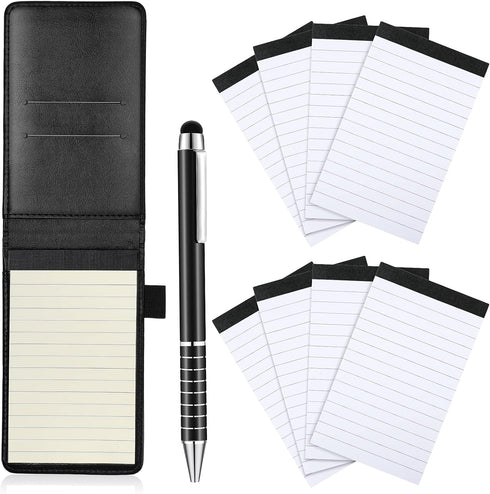 Outus 10 Pcs Mini Pocket Notepad Holder Set Included Mini Pocket Notepad Holder with 50 Lined Sheets, Metal Pen, 8 Pcs 3 x 5 Inch Memo Book Refill...