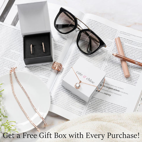 Cate & Chloe Calliope 18k White Gold Plated 3-Stone Pendant Necklace | Beautiful Sparkling Crystal Stones Silver Drop Necklace for Women...