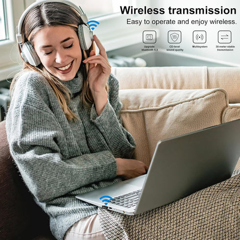 USB Bluetooth Adapter for Desktop PC, Plug & Play 5.3 Mini EDR Bluetooth Dongle Receiver & Transmitter for Laptop Computer for Bluetooth Keyboard ...