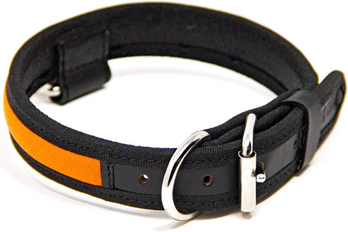 Premium Leather Dog Collar - Best Full Grain Heavy Duty Genuine Leather Collar (Orange, Medium)...