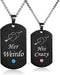 His Crazy Her Weirdo Couple Pendant Necklaces His & Hers Matching Set Titanium Stainless Steel Couple Pendant Necklace Engraved Jewelry Set, Perfe...