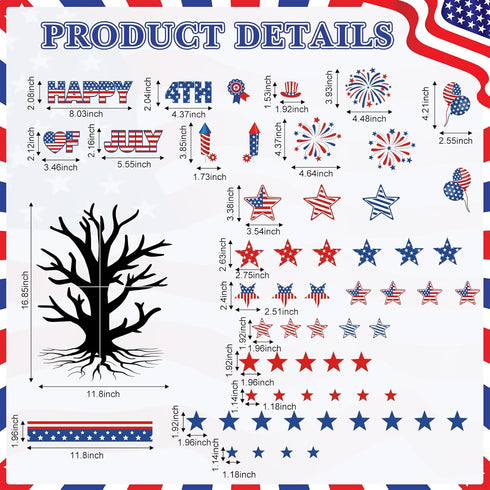78 Pcs 4th of July Bulletin Board Decorations Happy 4th of July Cutouts Fourth of July Patriotic Bulletin Board Decor for School American Flag Ind...
