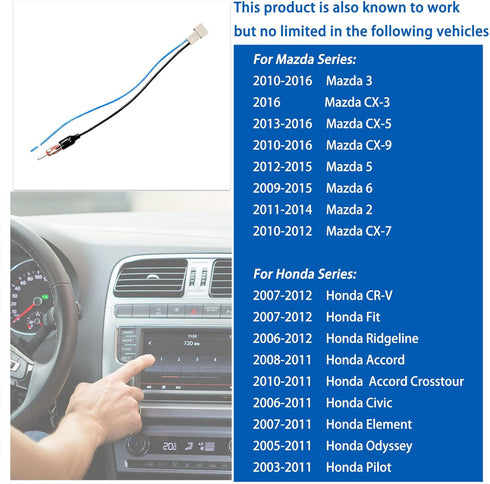 Anina Car Radio Antenna Adapter Compatible with 2003-2016 Honda CRV Fit Accord Civic Mazda CX-3 CX-5 Antenna Cable Extension Connector to Aftermar...