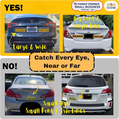 TOTOMO Student Driver Magnet for Car - Large 12"x3" Magnetic Reflective Vehicle Safety Sign for New Rookie Learner Drivers Removable Bumper Sticke...