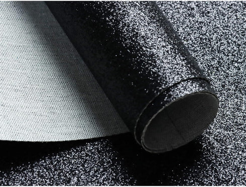 Faux Leather Sheets for Craft One Roll Sparkle Glitter Surface Solid Leather Fabric Sheets 12"x 53” (30cm x 135cm) Inch Large Size for Leather Ear...