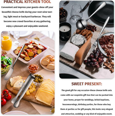 Cheese Butter Spreader Knives Set Charcuterie Accessories Stainless Steel Spreader Knives Charcuterie Boards Utensils Mini Serving Tongs Spoons an...
