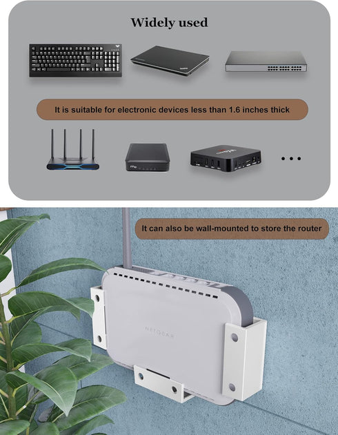 Under Desk Laptop Holder Macbook Drawer Mount for Keyboard & Small Devices Also Fit for Cable Box Wall Mount Tray Organizer Like Routers, Modems, ...