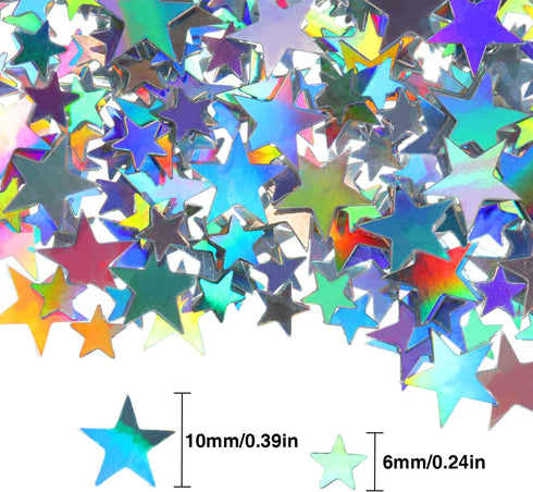 Hestya 60g Star Confetti Glitter Table Confetti Metallic Foil Stars for Party Wedding Festival Decorations(Holographic Silver,10mm and 6mm)...