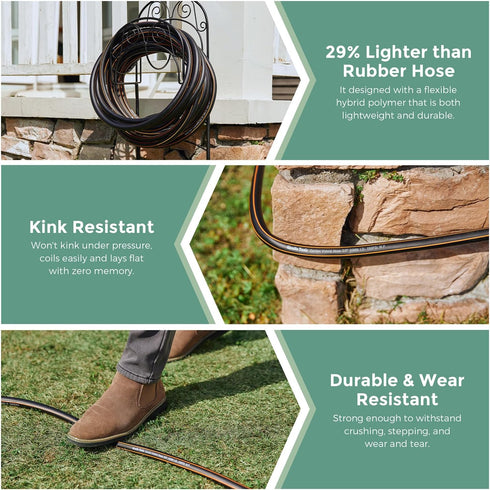Giraffe Tools Leader Hose 5/8" x 4ft, Custom Length, No Kink, Flexible, Leakproof Water Hose, Double Female Fittings, 600 Burst PSI, 4ft, Black Or...
