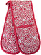 Kitchen BBQ Christmas Red Holiday Double Oven Mitts Gloves | Extra Long & Thick, Heat Resistant | Quilted Attached 1 Piece Oven Gloves | 100% Cott...