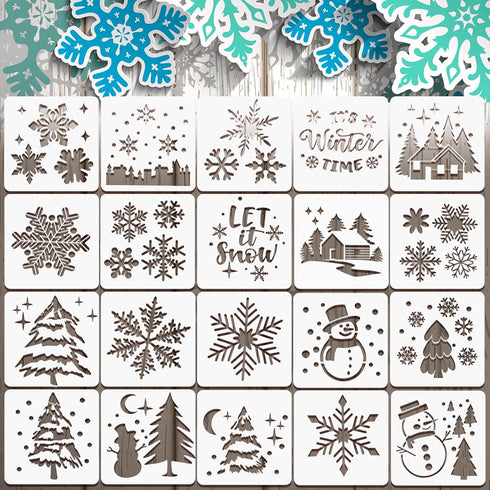 20 Pieces Stencil Template for Painting Reusable Animal Plant Stencil Spring Summer Winter Template, DIY Christmas Stencils for Painting on Wood W...