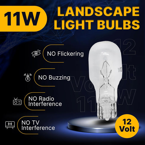 Landscape Low Voltage - 12 Volt 11W - T5 Wedge Bulbs - Compatible with Malibu Lights - Garden - Deck Light Bulbs - Yard Bulbs - 10 Pack (Clear)...