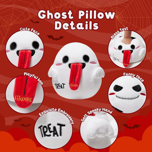 Halloween Ghost Plush Pillow - Cuddly Double-sided Ghostface Plush Doll,Trick or Treat, 9.4"Soft Ghost Stuffed Animal Toy Gifts for Boys Girls,Hal...