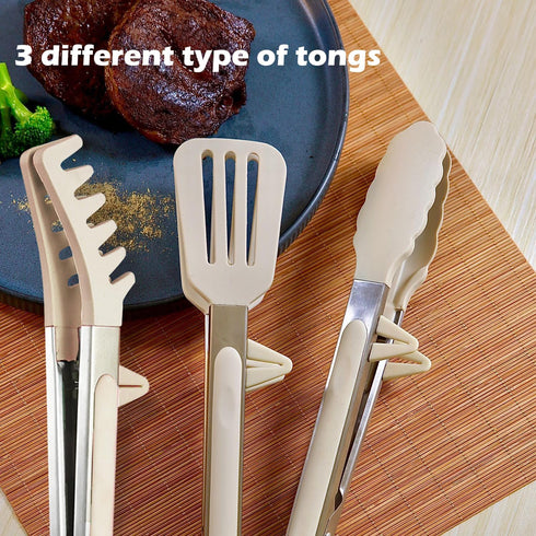 Kitchen Tongs, 9 Inch Tongs for Cooking with Silicone Tips, Food Grade Small Silicone Tongs, Mini Serving Tongs for Nonstick Pans, BBQ, Salad, Set...