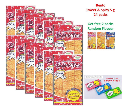 Bento Bake Seasoned Squid & Surimi Seafood Thai Snack Choose from 3 Flavors 5 gram (Pack of 24)...