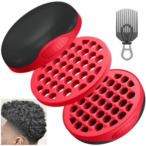 Silicone Curl Brush,Africa Comb,Magic Curly Hair Brush Twist Hair,Afro Pick,Men Women Boys Girls Wave Curler Tool,1 Set (Red)…...