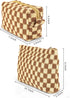 2Pcs Makeup Bag For Women - Large Checkered Knitted Cosmetic Bags&Small Makeup Pouch Aesthetic Design Travel Toiletry Bag Skincare Bag Car Storage...