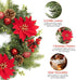 Adeeing 16 Inch Christmas Wreath, Outdoor Christmas Wreath with Red Artificial Poinsettia Flowers Ball Ornaments Pine Cones Berries for Door Wall ...