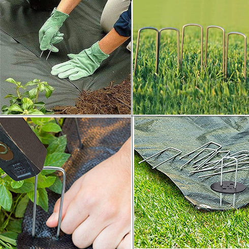 30Pack 6-Inch Galvanized Garden Landscape Staples Stakes, Heavy-Duty Sod Pins Anti-Rust Fence Stakes, Plant Stakes for Weed Barrier Fabric Ground ...