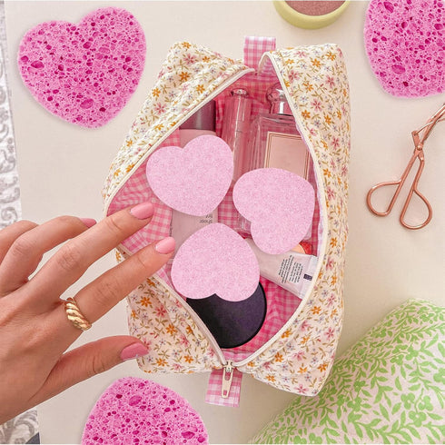50 Count Compressed Facial Sponges with a Portable Storage Case,Natural Cellulose Spa Heart Shape Face Sponge for Daily Deep Cleansing Exfoliating...