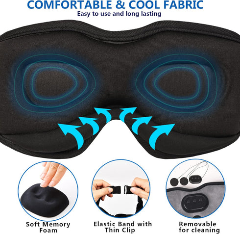 Bluetooth Sleep Mask, Wireless Sleeping Headphones Bluetooth Music Eye Mask for Side Sleepers, 3D Adjustable Sleep Headphones Mask for Air Travel,...