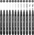 Bianyo Black Art Pen Set - 12 Assorted Sizes Fine Line Drawing, Upgraded Pigment Ink, Water-Resistant Archival Pens for Artists, Crafters, and Jou...