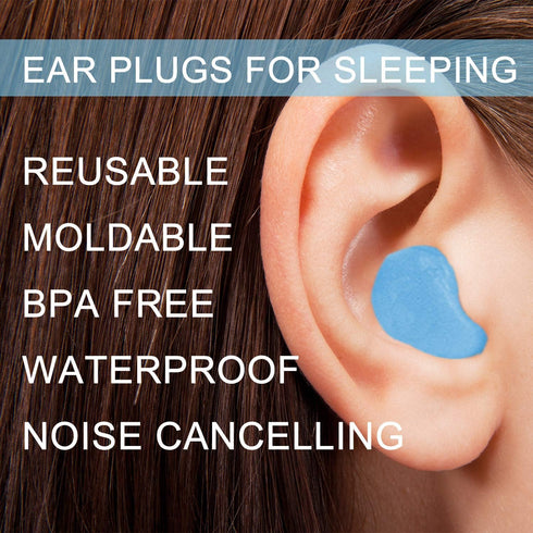 Ear Plugs for Sleeping, Reusable Silicone Moldable Noise Cancelling Sound Blocking Reduction Earplugs for Swimming, Snoring, Concerts, Shooting, A...