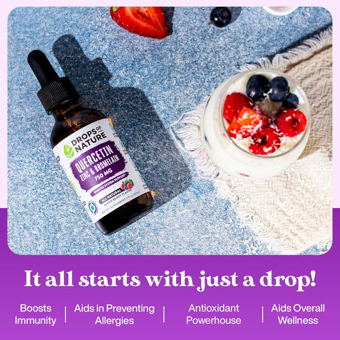 Quercetin with Bromelain & Zinc Liquid Drops - 750mg Immune Support for Adults & Kids | Ultra-Concentrated Bioflavonoids | Immune Defense | Cellul...