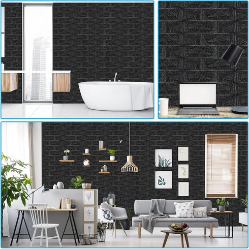 WAPANE 3D Brick Peel and Stick Wallpaper, 3D Wall Panels Self Adhesive, Removable Wallpaper Waterproof PE Foam Paintable,for Bedroom/Living Room/K...